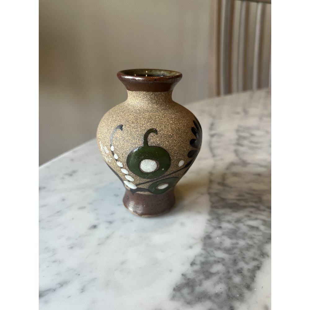 Hand Painted Floral Ceramic Art Pottery Bud Vase Tonala Style Decorative - Picture 2 of 7